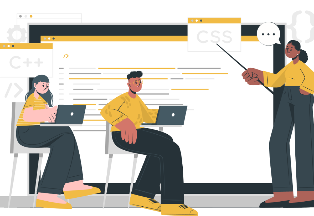 Image depicting classroom scenario where programming related courses are taught